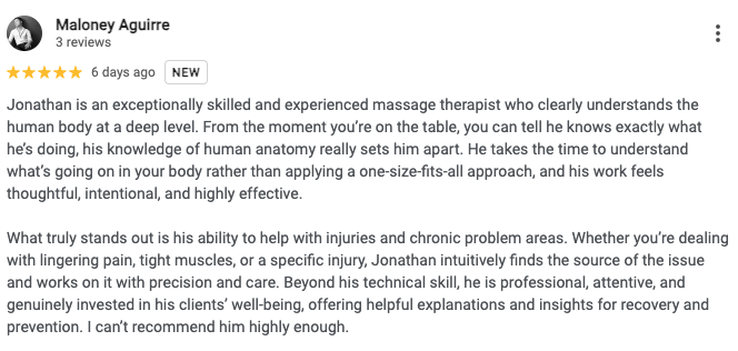 Jonathan Yeung Massage Therapist PhysioPlus Health Long Review