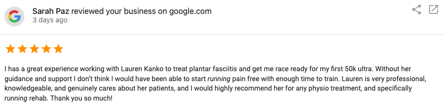 Testimonial 1 for Lauren K running