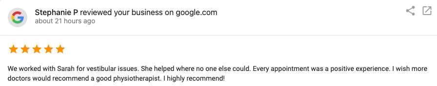 Sarah DeBoer Vestibular Review great