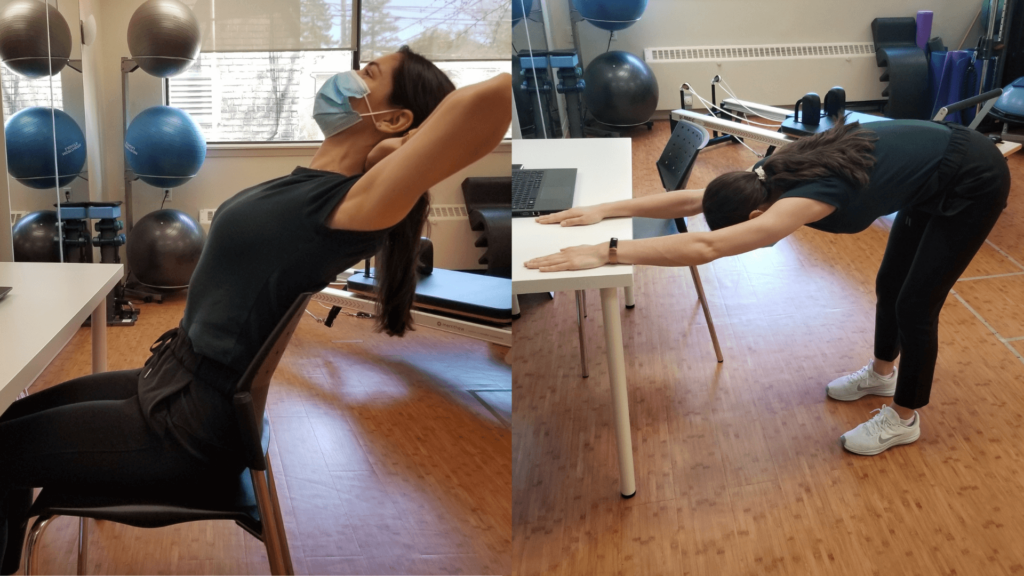 Desk stretches as a part of physiotherapy preventative treatment