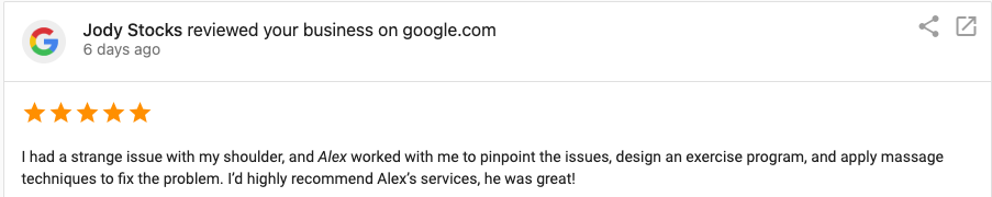 Alex Nica Physiotherapist February Review