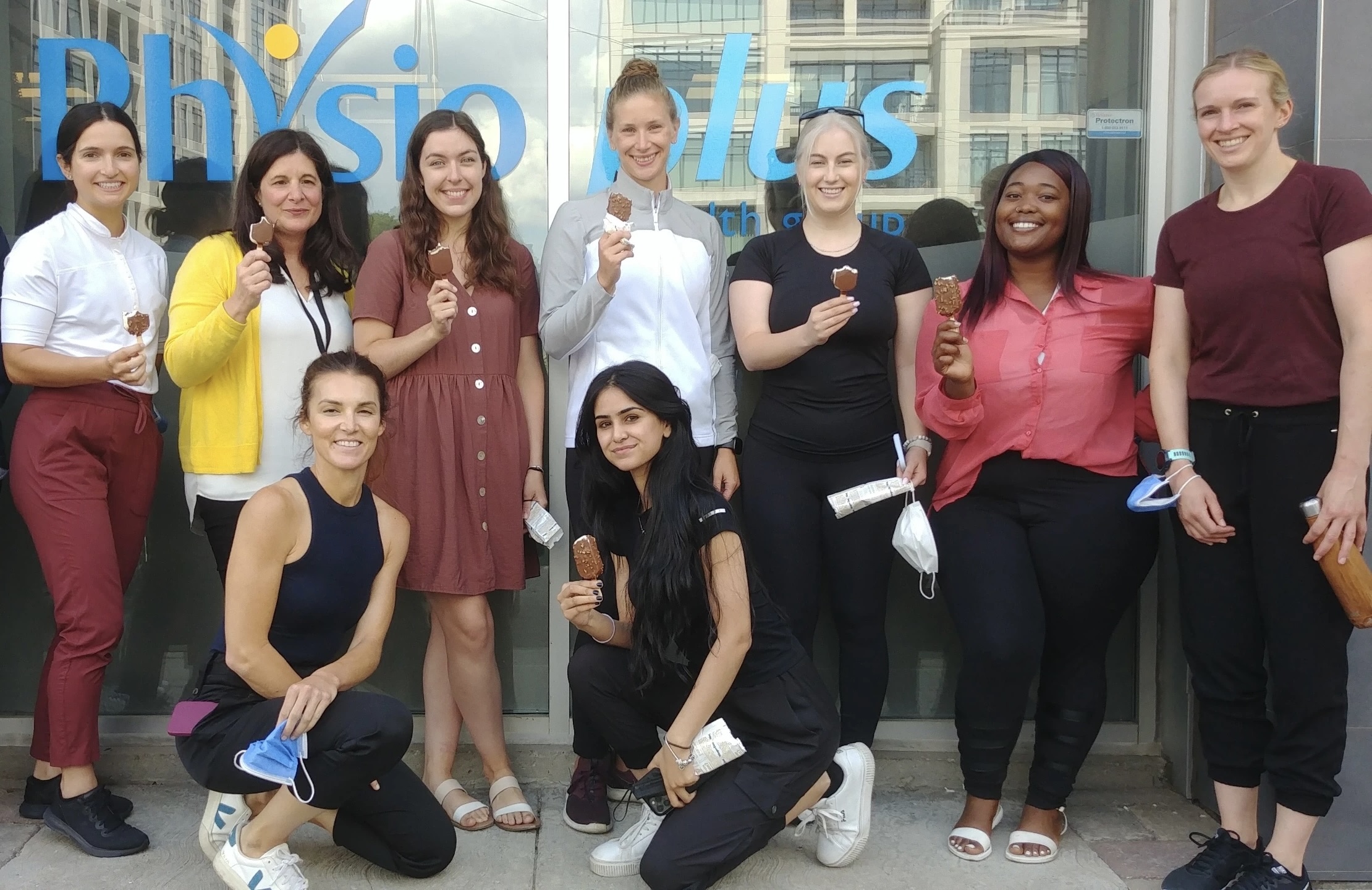 Staff eating ice cream at PhysioPlus