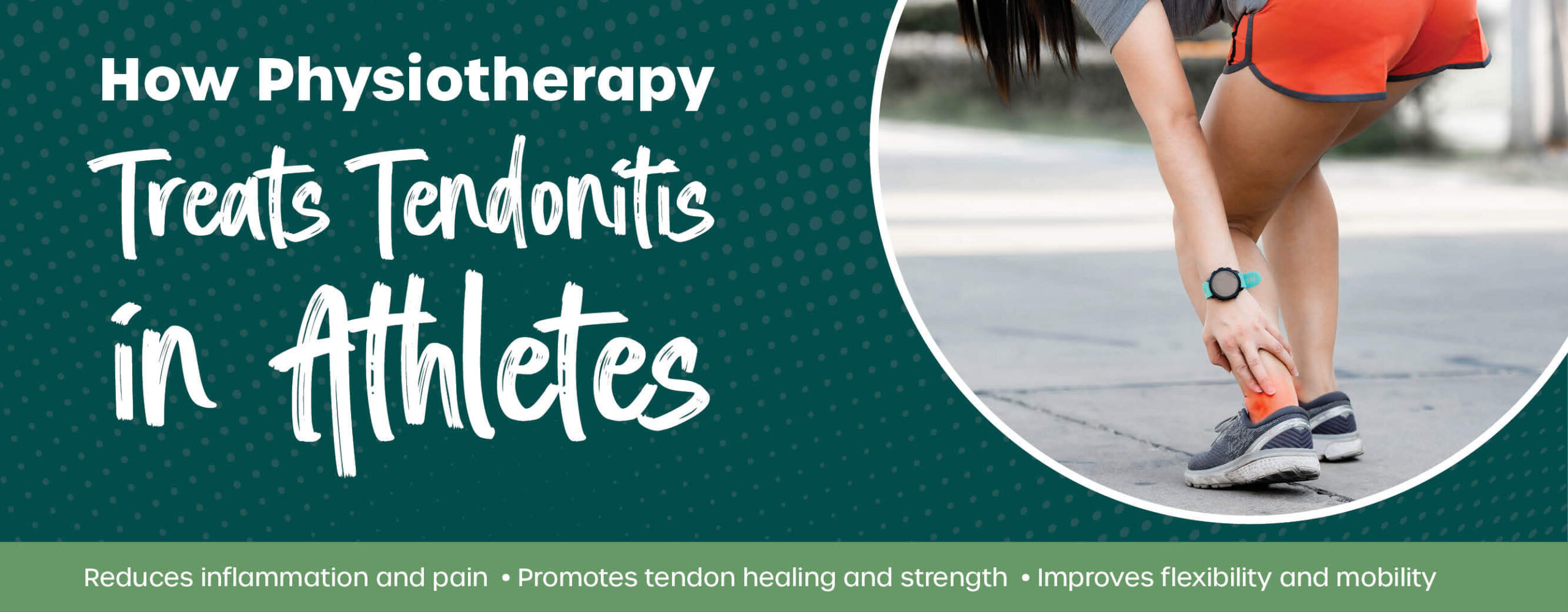 how physiotherapy treats tendonitis in athletes text next to an image of an athlete trying to exercise